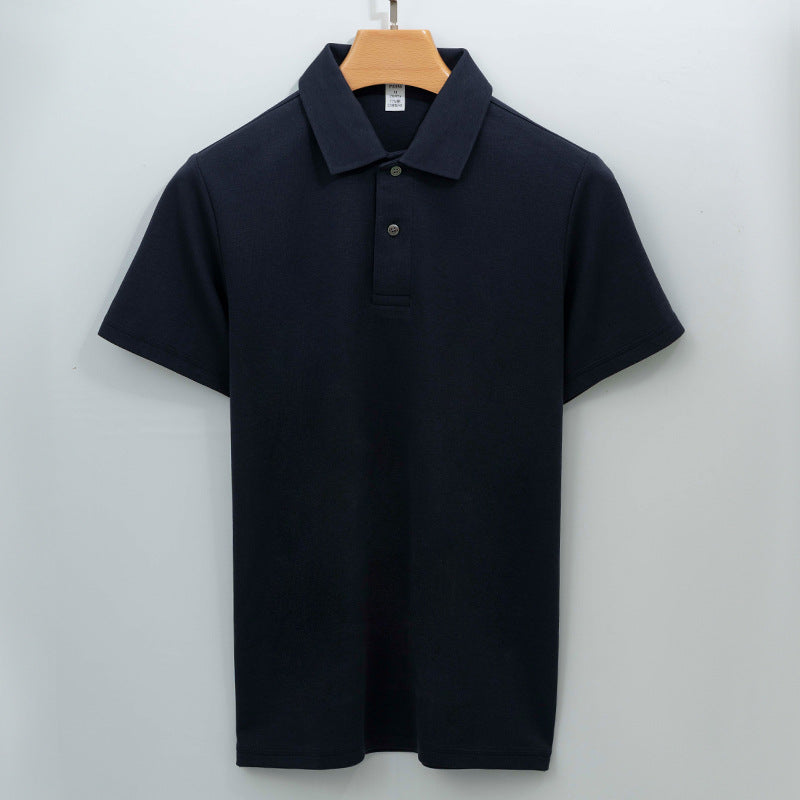 Cotton Seamless Polo-neck Short-sleeve T-shirt