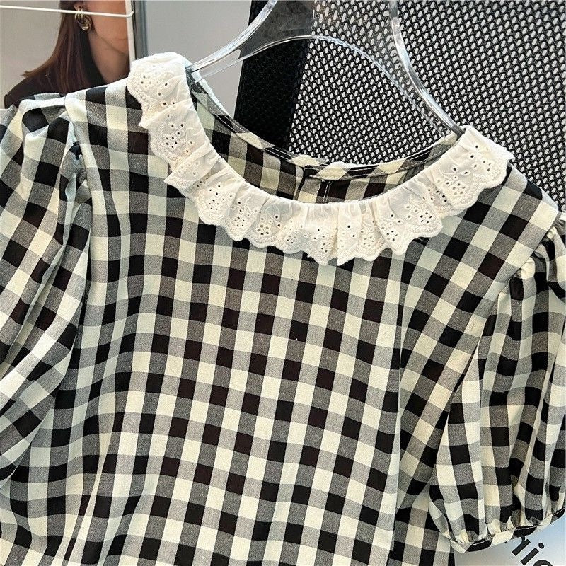 Summer French-style Sweet Fresh And Relaxed-fit Puff-sleeve Top