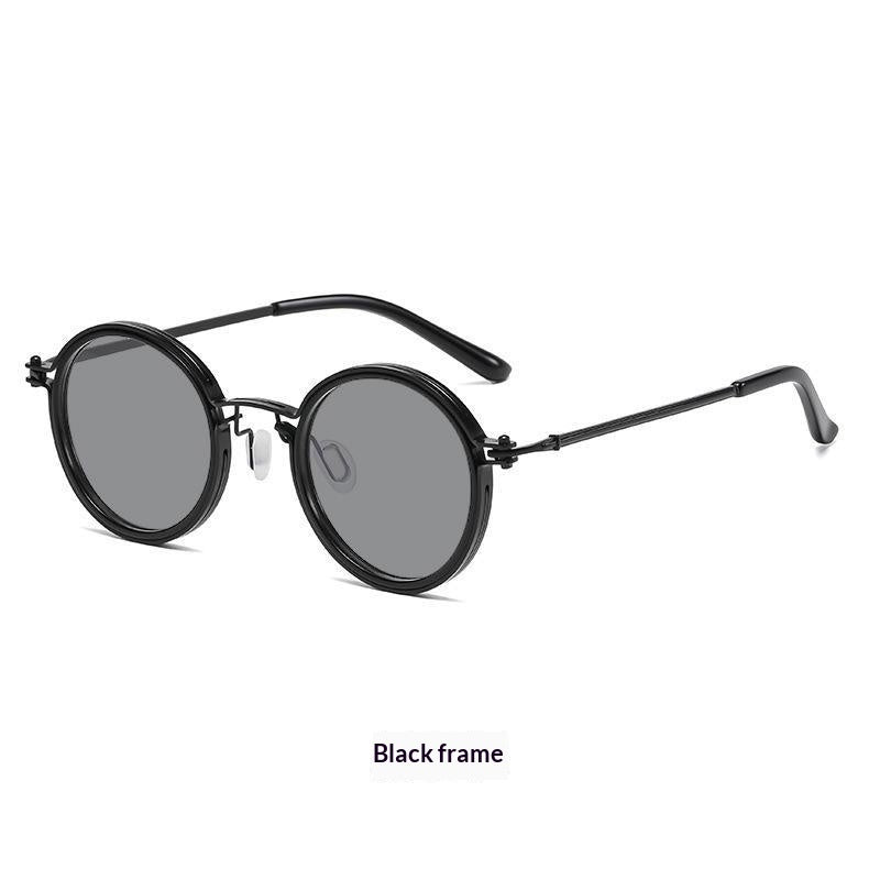 Retro Sunglasses Mens Round-Frame Metal Sun Glasses