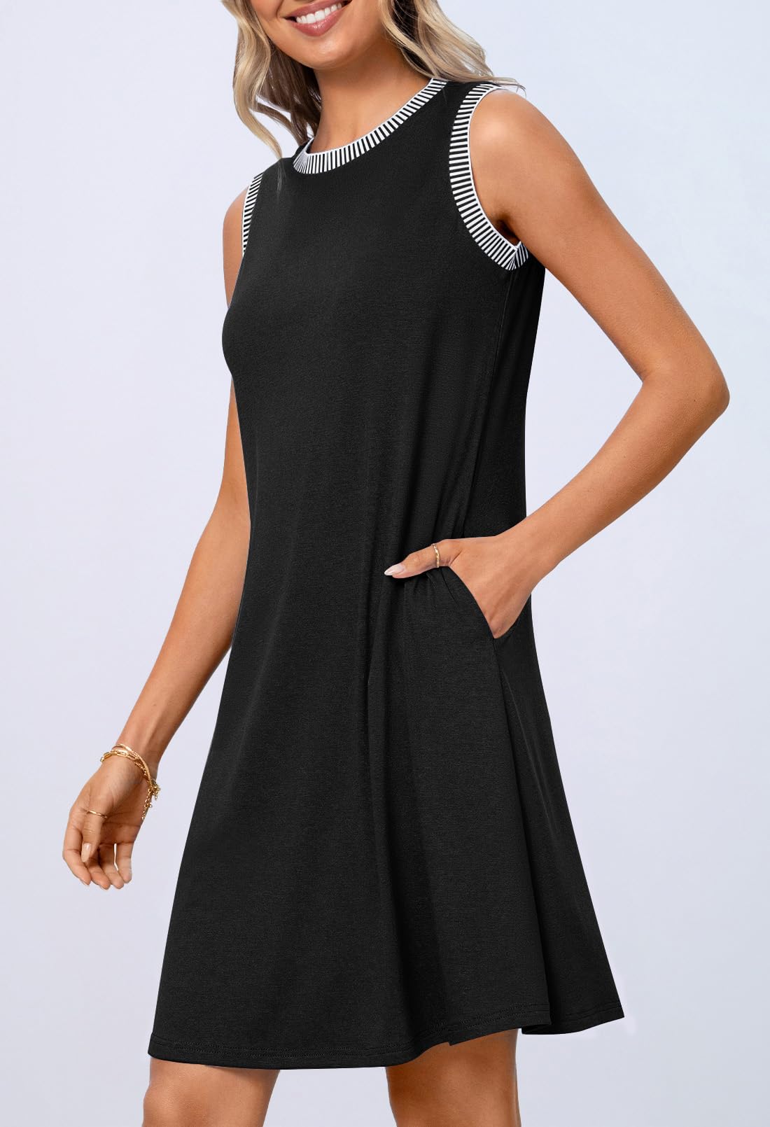 Women's Summer Spring Casual Beach Sundress 2026 Vacation Sleeveless Tank Crewneck Loose Coverup Mini Dresses