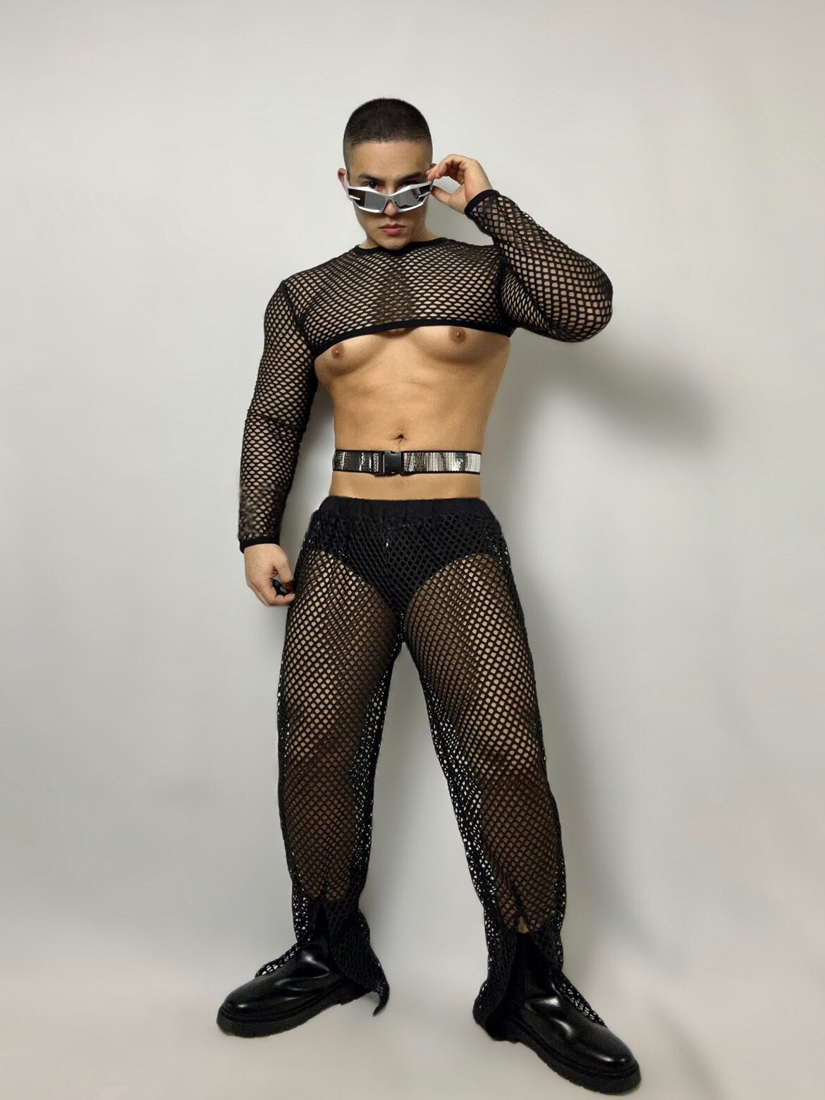 Nightclub Sexy Black Mesh Jazz Set