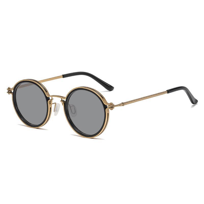 Retro Sunglasses Mens Round-Frame Metal Sun Glasses