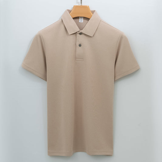 Cotton Seamless Polo-neck Short-sleeve T-shirt