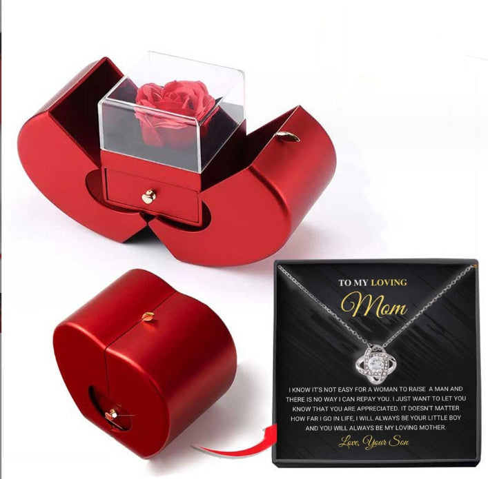 Fashion Jewelry Box Red Apple Christmas Gift Necklace 