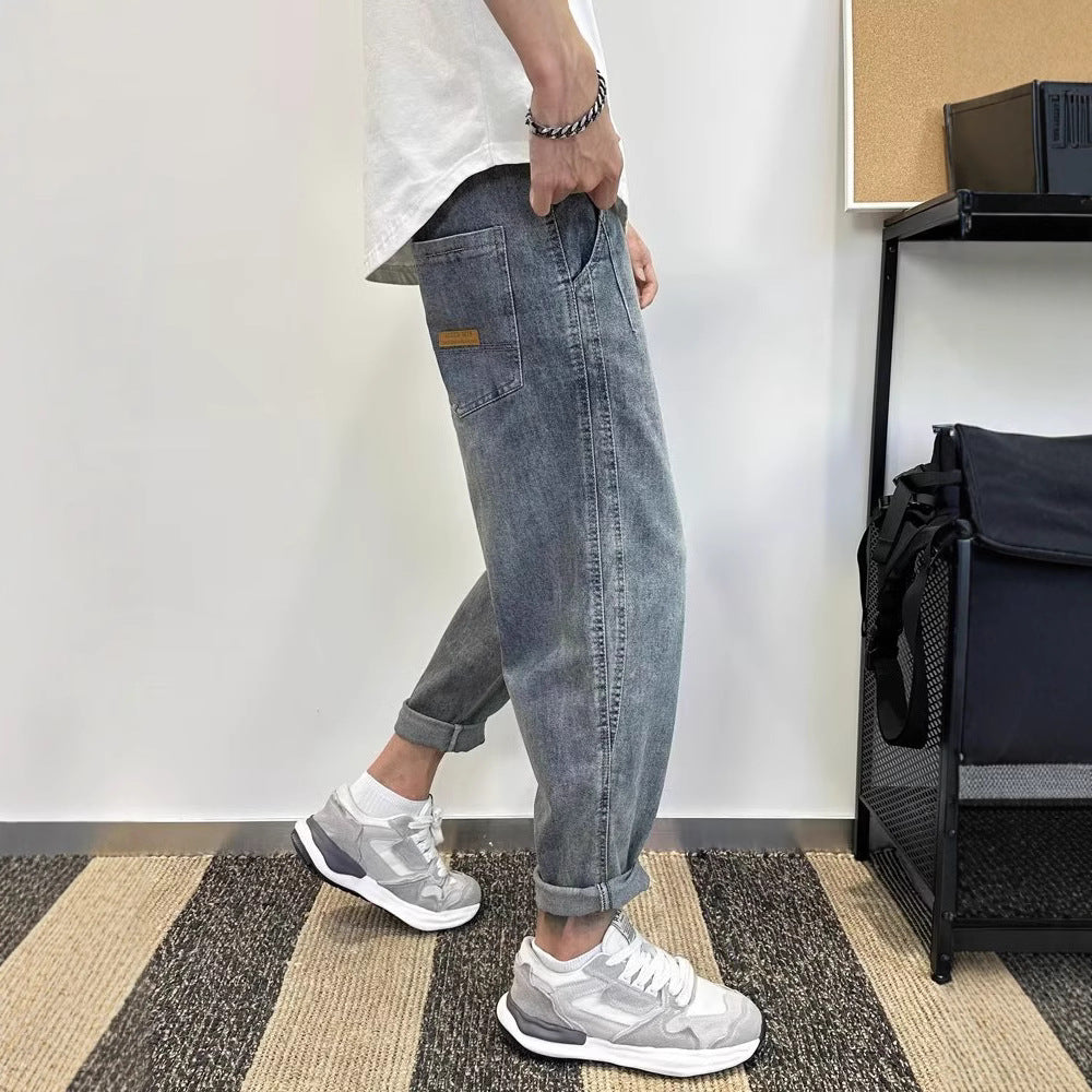 Men's Loose-fit Harem Jeans With Elastic Waist