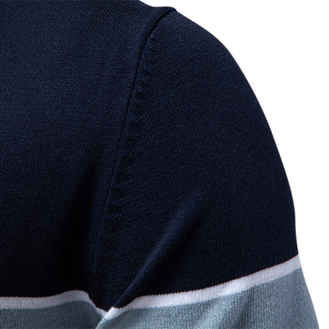Casual Color-Block Lapel Short-Sleeve Knitted Shirt