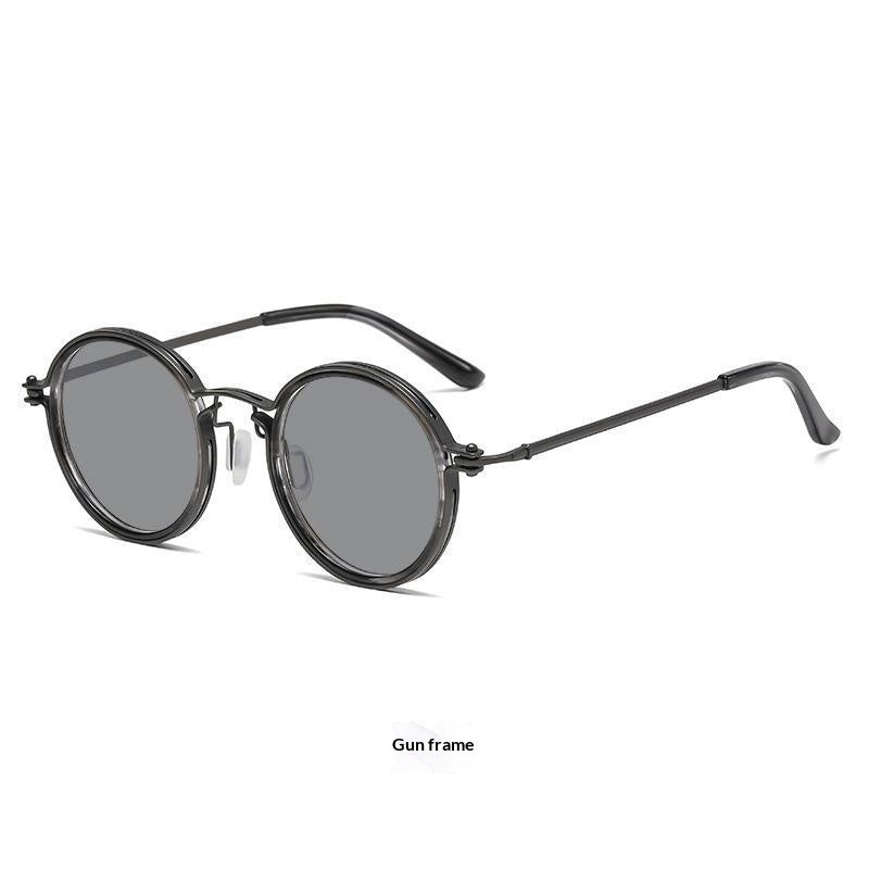 Retro Sunglasses Mens Round-Frame Metal Sun Glasses
