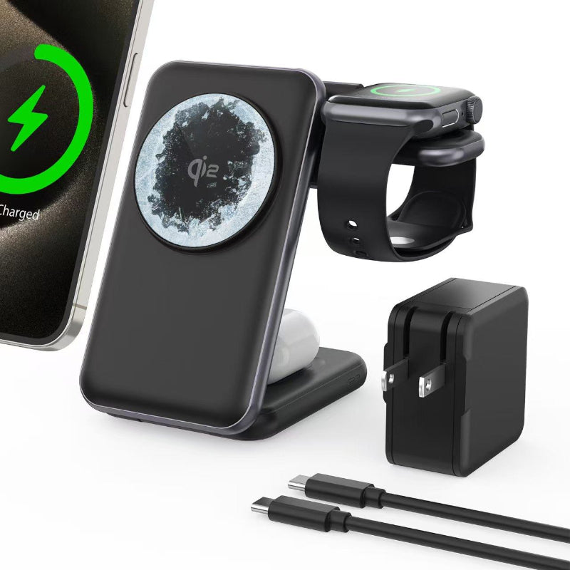 3-in-1 Foldable 25W Wireless Charger For Smartwatches Phones, And Headphones