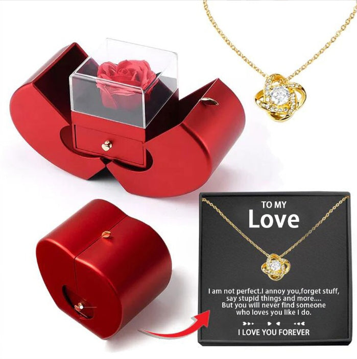 Fashion Jewelry Box Red Apple Christmas Gift Necklace 