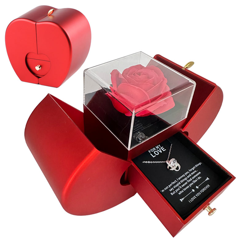 Fashion Jewelry Box Red Apple Christmas Gift Necklace 