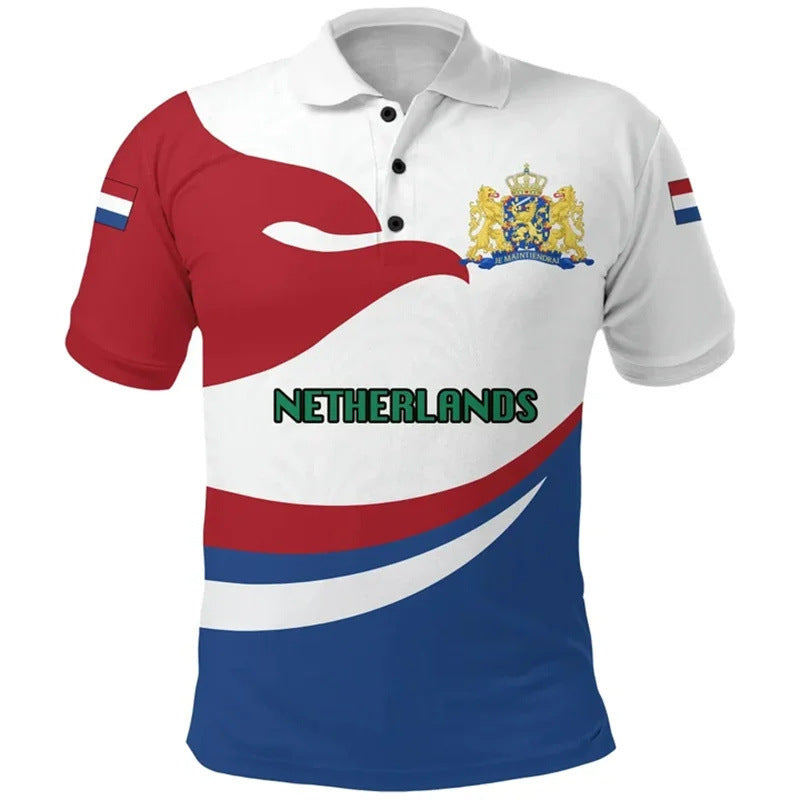 Men's Striped Printed Polo Shirt