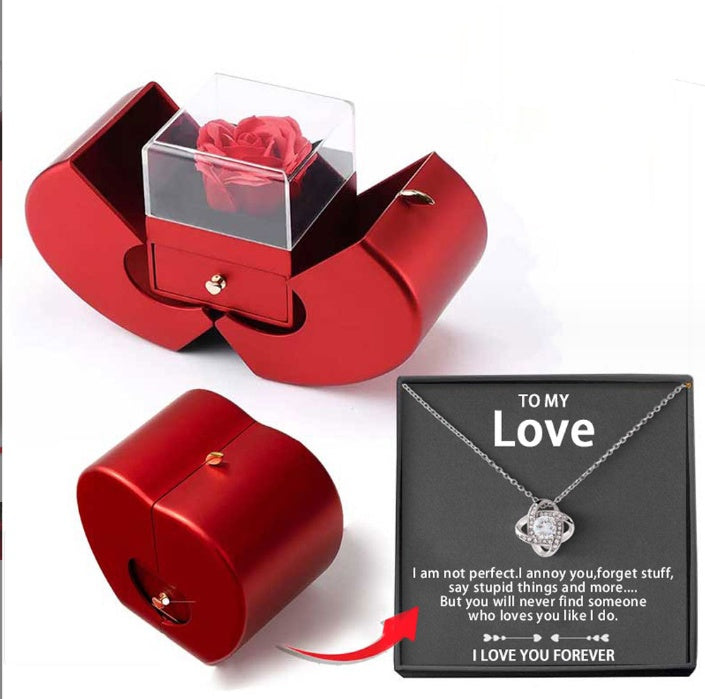Fashion Jewelry Box Red Apple Christmas Gift Necklace 
