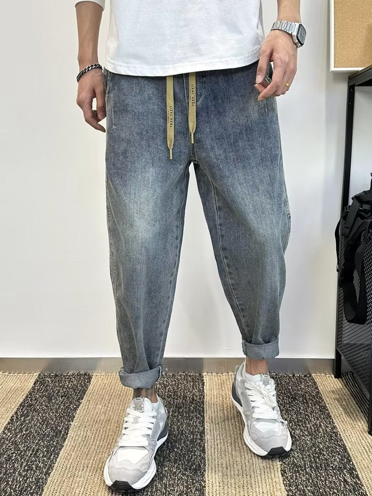 Men's Loose-fit Harem Jeans With Elastic Waist