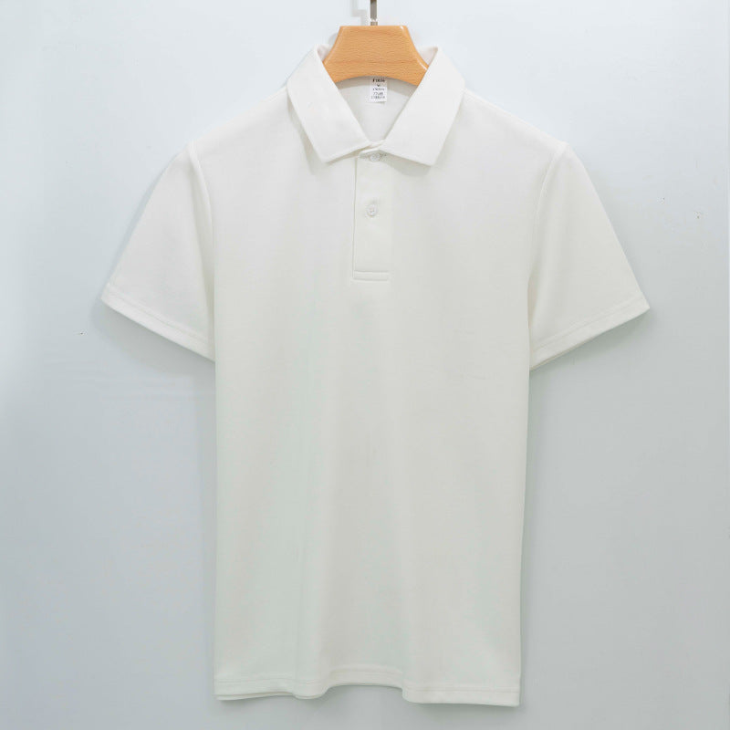 Cotton Seamless Polo-neck Short-sleeve T-shirt